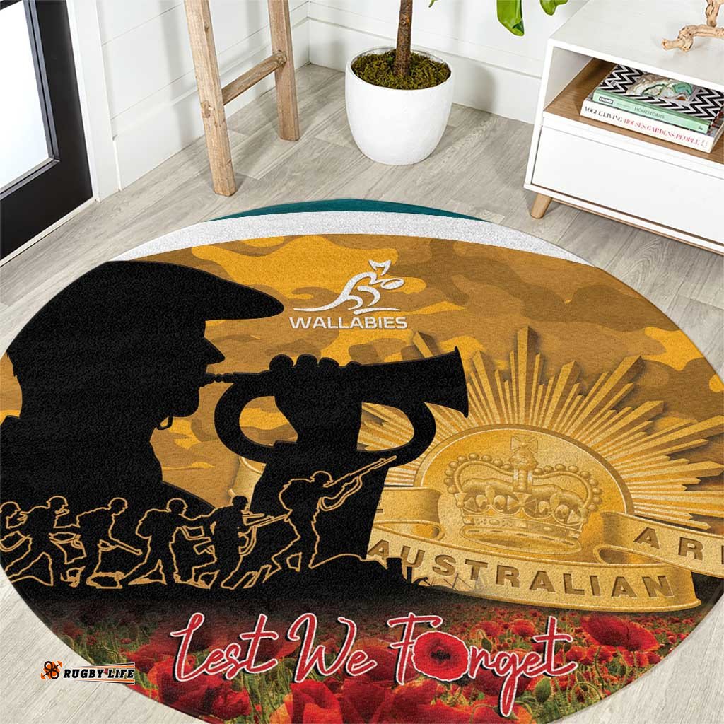 Wallabies ANZAC Day Round Carpet Last Post Poppy Lest We Forget LT14
