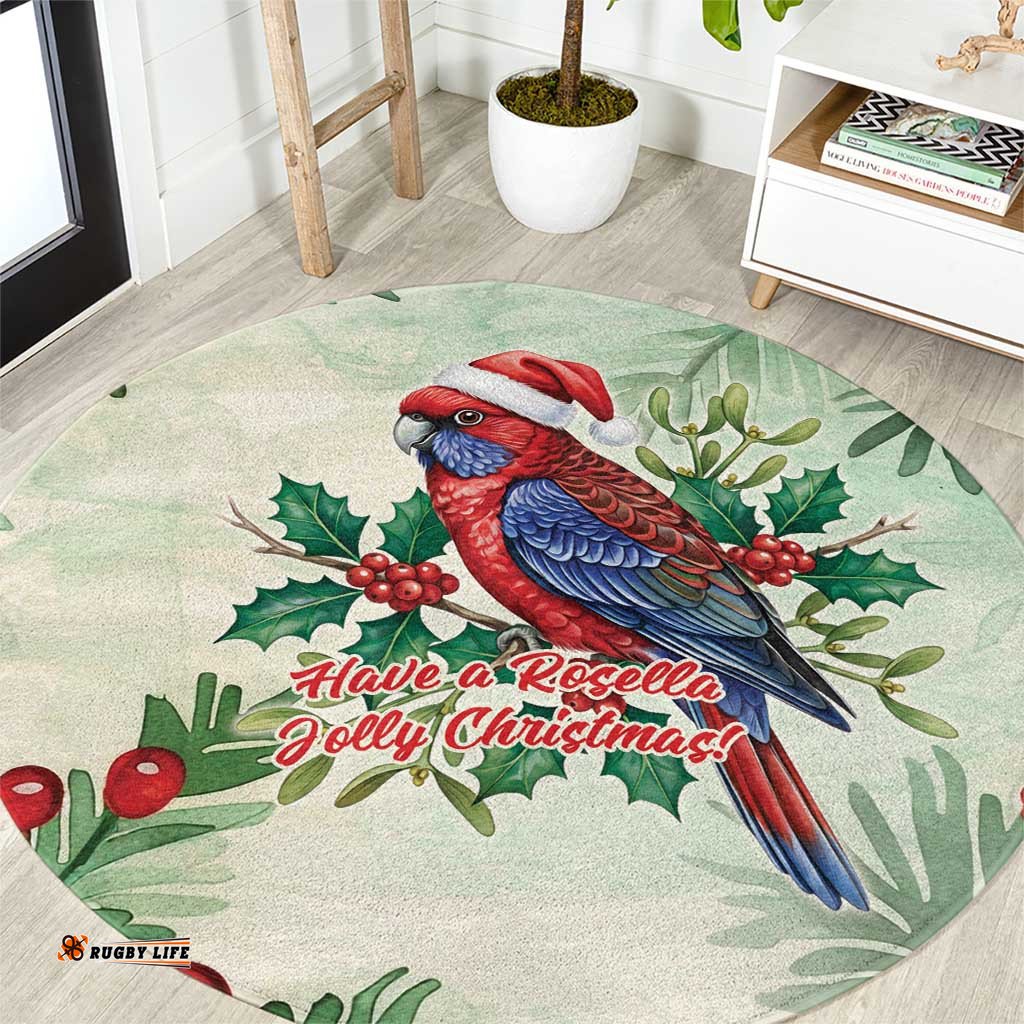 Watercolor Floral Crimson Rosella Round Carpet Its Aussie Christmas Time! LT9
