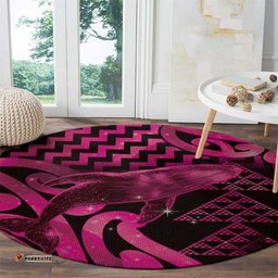 Humpback Whale Matariki New Zealand Round Carpet NZ Maori Paikea Poutama Luxury Pink LT14