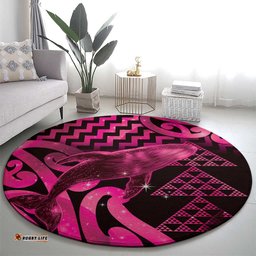 Humpback Whale Matariki New Zealand Round Carpet NZ Maori Paikea Poutama Luxury Pink LT14