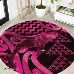 Humpback Whale Matariki New Zealand Round Carpet NZ Maori Paikea Poutama Luxury Pink LT14