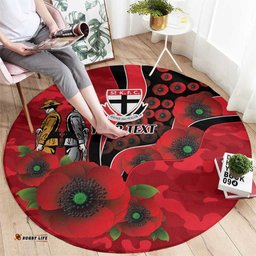 St Saints ANZAC Personalised Round Carpet Lest We Forget Poppy Camo LT9