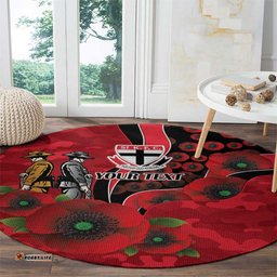 St Saints ANZAC Personalised Round Carpet Lest We Forget Poppy Camo LT9