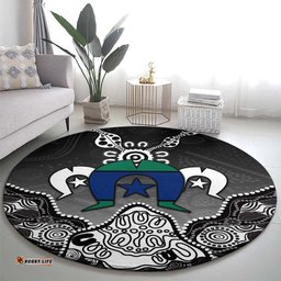 Torres Strait Islander Flag Round Carpet Dhari Indigenous Dotwork Pattern Art TS04