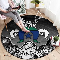 Torres Strait Islander Flag Round Carpet Dhari Indigenous Dotwork Pattern Art TS04