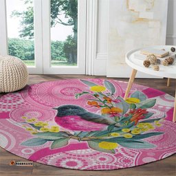 Pink Robin Aboriginal Inspired Round Carpet LT9