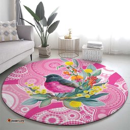 Pink Robin Aboriginal Inspired Round Carpet LT9
