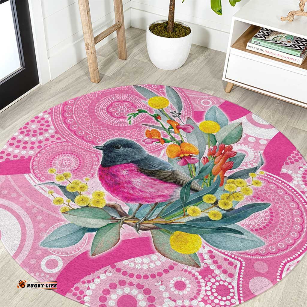 Pink Robin Aboriginal Inspired Round Carpet LT9