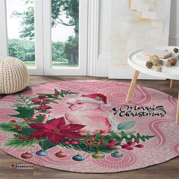 Watercolor Pink Galah Flowers Round Carpet Australia Christmas Vibes LT9