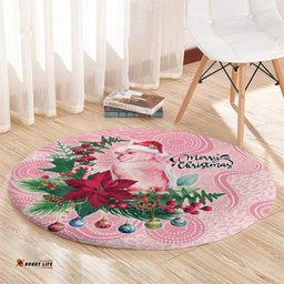 Watercolor Pink Galah Flowers Round Carpet Australia Christmas Vibes LT9