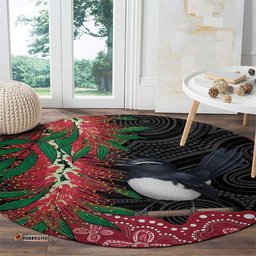 Willie wagtail Australia Round Carpet Aussie Bottlebrushes Aboriginal Art LT14