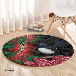 Willie wagtail Australia Round Carpet Aussie Bottlebrushes Aboriginal Art LT14