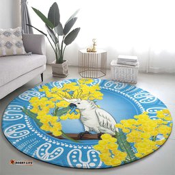 World Diabetes Day Australia Round Carpet Yellow-crested Cockatoo Golden Wattle Aboriginal LT14