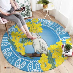 World Diabetes Day Australia Round Carpet Yellow-crested Cockatoo Golden Wattle Aboriginal LT14