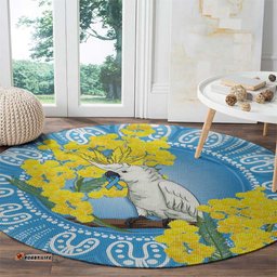 World Diabetes Day Australia Round Carpet Yellow-crested Cockatoo Golden Wattle Aboriginal LT14