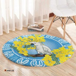 World Diabetes Day Australia Round Carpet Yellow-crested Cockatoo Golden Wattle Aboriginal LT14