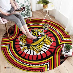 Richmond Football Club Round Carpet Indigenous Monochrome Dot Art Mascot Style TS04