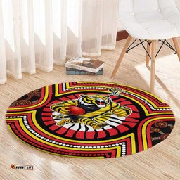 Richmond Football Club Round Carpet Indigenous Monochrome Dot Art Mascot Style TS04