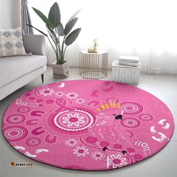 Pink Ribbon Australia Round Carpet Breast Cancer Awareness Aboriginal Cacatua leadbeateri LT14
