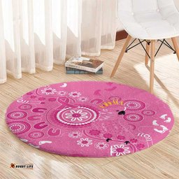 Pink Ribbon Australia Round Carpet Breast Cancer Awareness Aboriginal Cacatua leadbeateri LT14