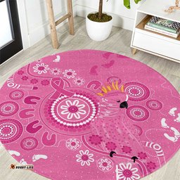 Pink Ribbon Australia Round Carpet Breast Cancer Awareness Aboriginal Cacatua leadbeateri LT14