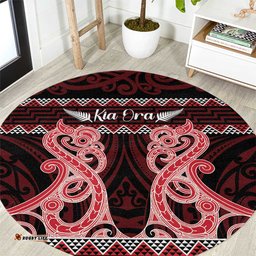 Kia Ora New Zealand Round Carpet Maori Language Week Whero Taniko Motif LT14