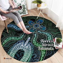Torres Strait Islands Round Carpet Indigenous Australian Marine Tribal Dot Art TS04