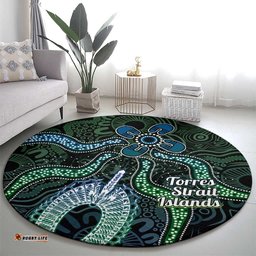 Torres Strait Islands Round Carpet Indigenous Australian Marine Tribal Dot Art TS04