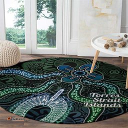 Torres Strait Islands Round Carpet Indigenous Australian Marine Tribal Dot Art TS04
