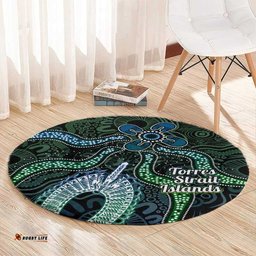 Torres Strait Islands Round Carpet Indigenous Australian Marine Tribal Dot Art TS04