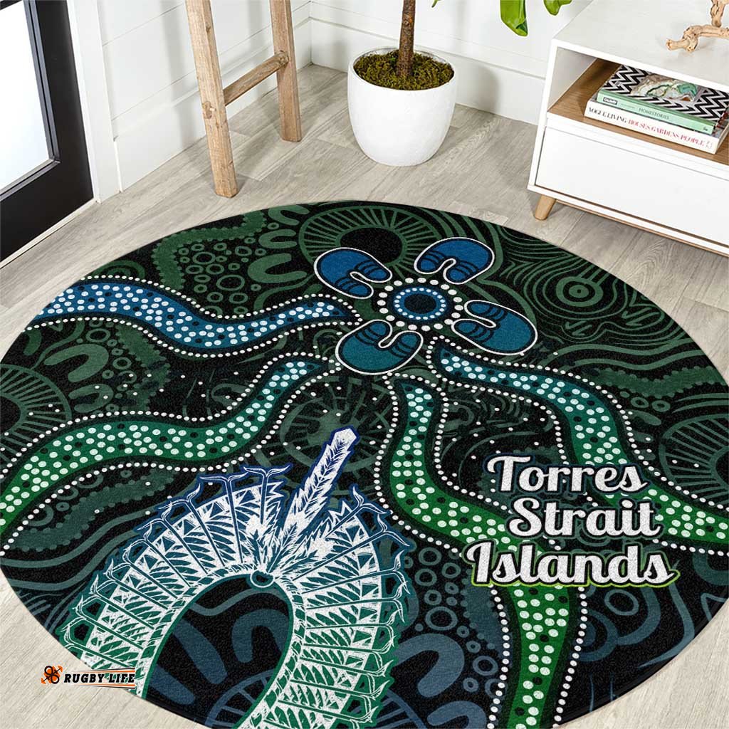 Torres Strait Islands Round Carpet Indigenous Australian Marine Tribal Dot Art TS04