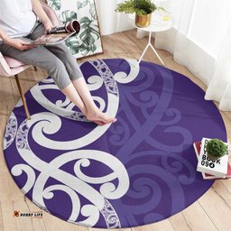 Violet Green Maori Round Carpet Koru Kowhaiwhai LT7
