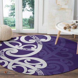 Violet Green Maori Round Carpet Koru Kowhaiwhai LT7