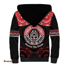 Aotearoa Toitu Te Tiriti Sherpa Hoodie Haka Tiki Honour The Treaty LT14
