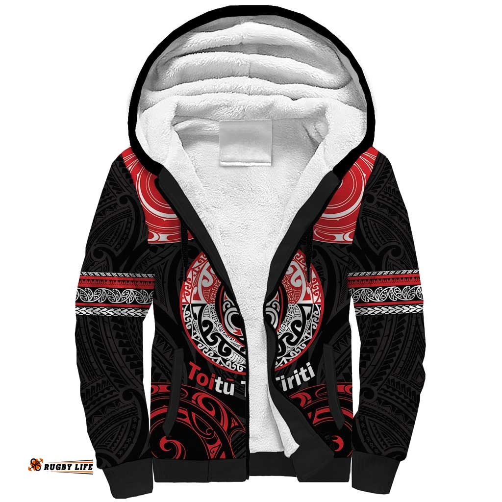 Aotearoa Toitu Te Tiriti Sherpa Hoodie Haka Tiki Honour The Treaty LT14