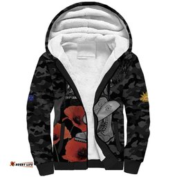 Australia 1915 Gallipoli ANZAC Sherpa Hoodie 111th Anniversary Army Boots And Slouch Hat LT14