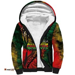 Aotearoa One Love Sherpa Hoodie Reggae Lion with Kakahu Huruhuru LT03