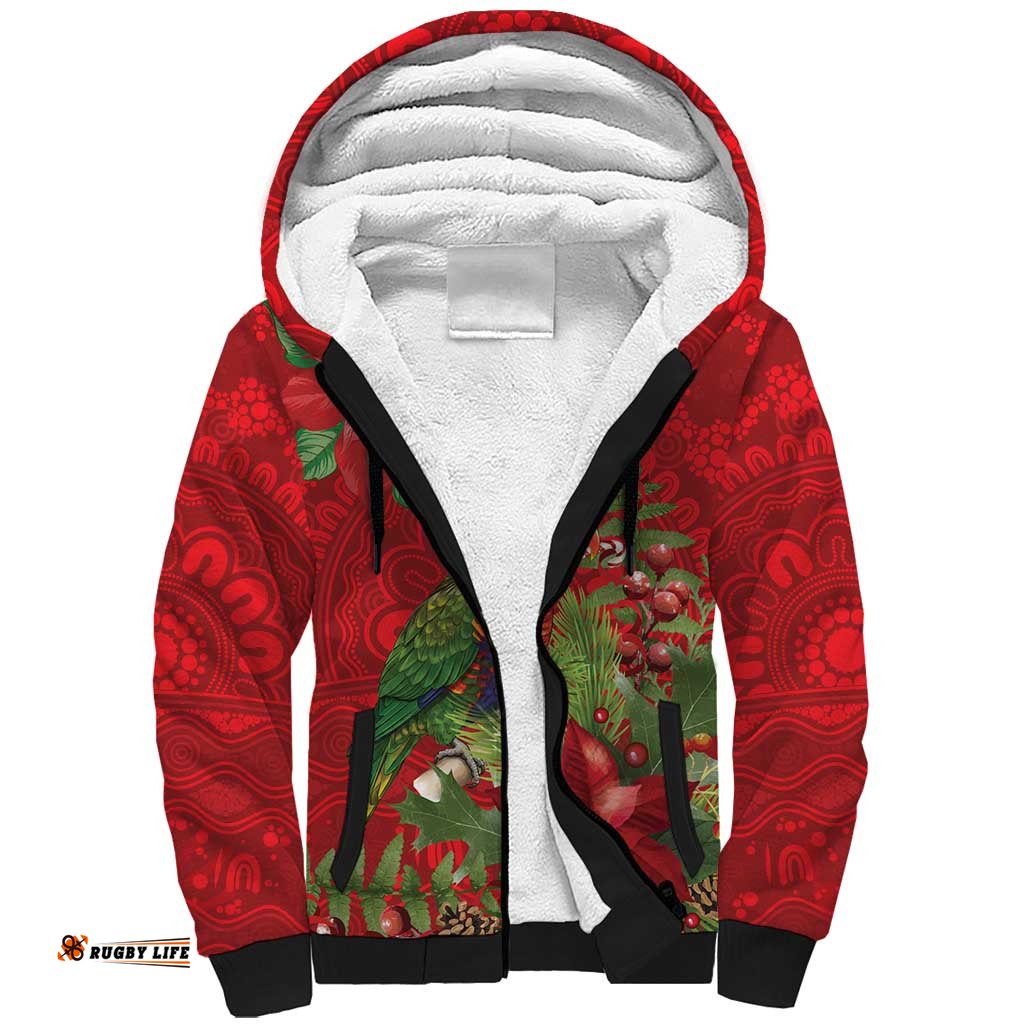 Aussie Rainbow lorikeet Sherpa Hoodie Aboriginal Inspired Christmas LT9