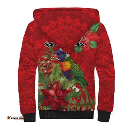 Aussie Rainbow lorikeet Sherpa Hoodie Aboriginal Inspired Christmas LT9