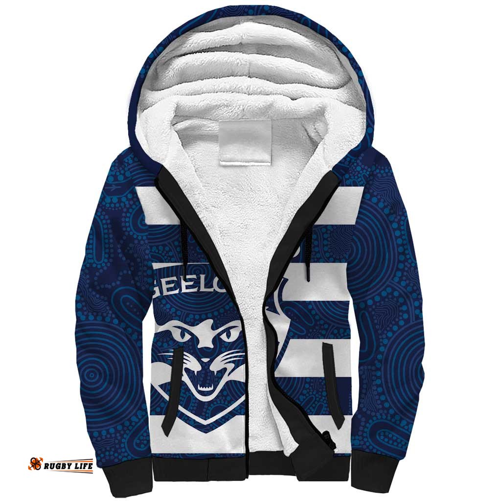 AFL Cats Football Custom Sherpa Hoodie Geelong Proud Indigenous Art LT14