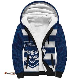 AFL Cats Football Custom Sherpa Hoodie Geelong Proud Indigenous Art LT14