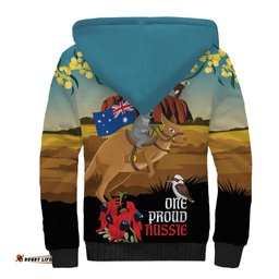 26 January One Proud Aussie Sherpa Hoodie Kangaroo and Koala Happy Australia Day LT9