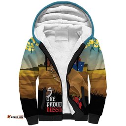26 January One Proud Aussie Sherpa Hoodie Kangaroo and Koala Happy Australia Day LT9
