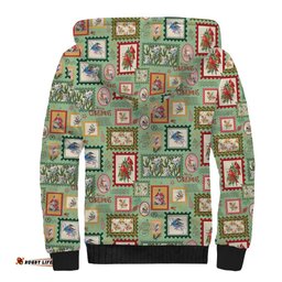 Aussie Birds Christmas La La Land Sherpa Hoodie Green Vintage Stamp Edition LT9