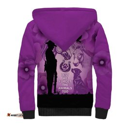 Australia Animals ANZAC Day Sherpa Hoodie Lest We Forget The Animals Too Purple Poppy LT14