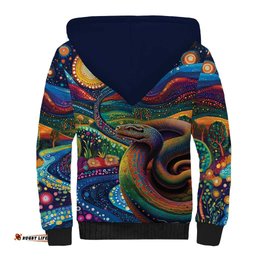 Aboriginal Dreamtime Rainbow Serpent Sherpa Hoodie LT9