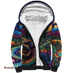 Aboriginal Dreamtime Rainbow Serpent Sherpa Hoodie LT9