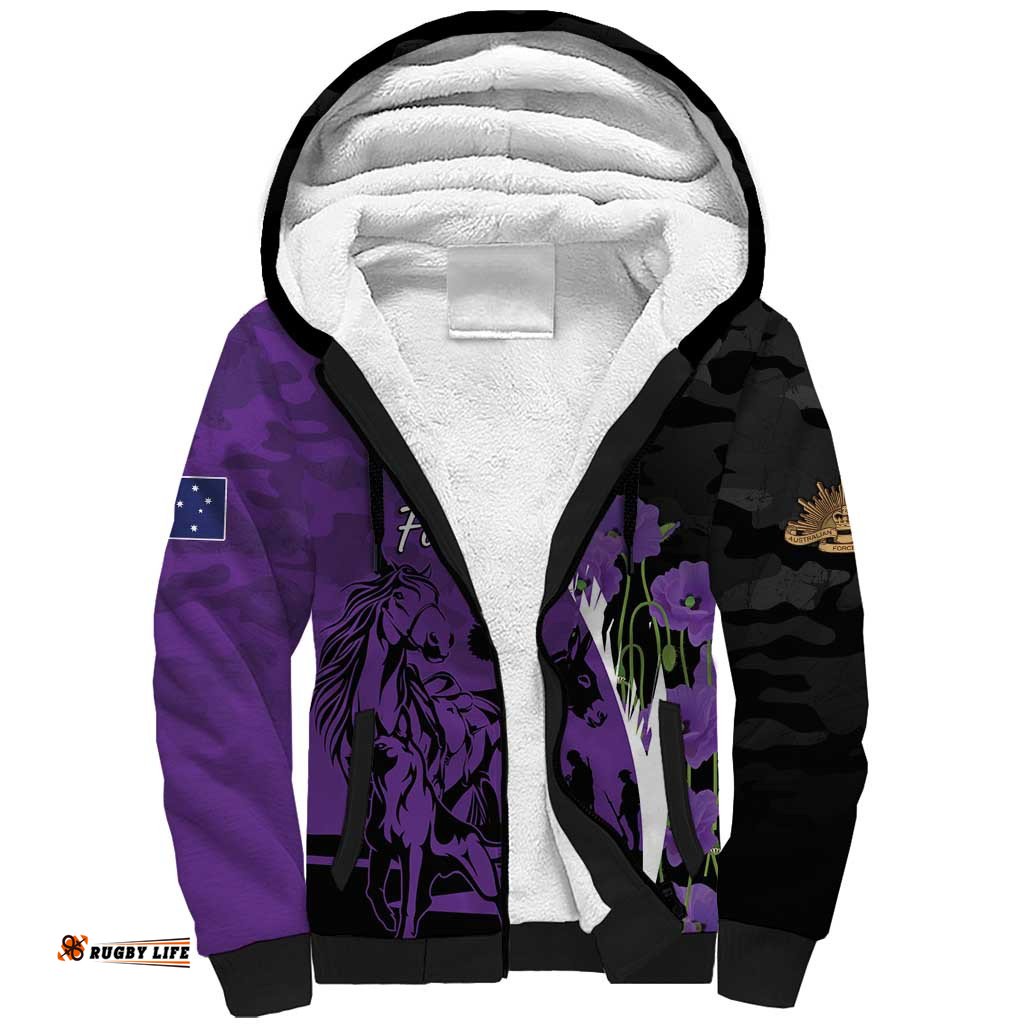 Australia ANZAC Day Sherpa Hoodie Animals of War - Lest We Forget LT7