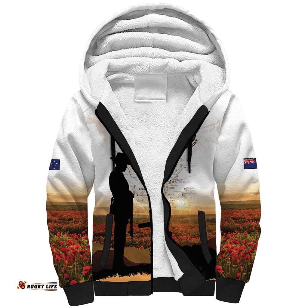 Australia And New Zealand ANZAC Day Sherpa Hoodie Battle Of Beersheba LT05