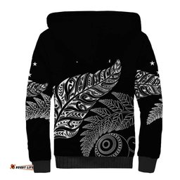 Aotearoa Personalized Lawn Bowls Maori Sherpa Hoodie New Zealand Black Tribal Silver Fern LT7